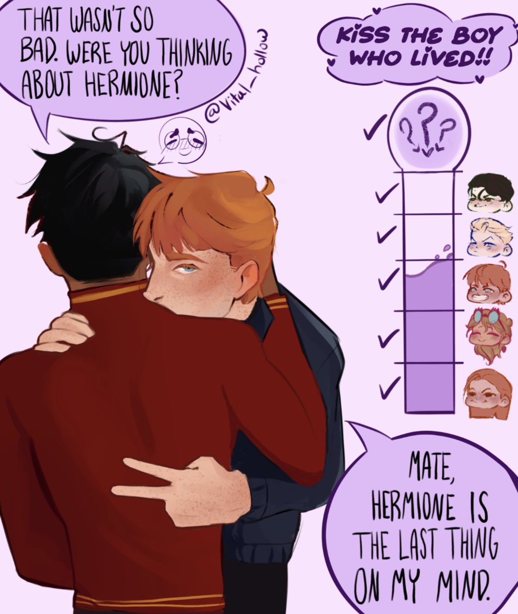 Vital_hollow's tweet photo. “ - and then he pulled down my turtleneck and kissed me there too! What does that mean, Hermione??”

“Well, Ron’s always been hungry.”
#ronarry #harrypotter https://t.co/W0BMHOaWHJ
