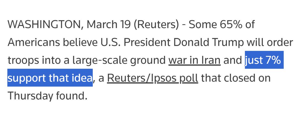 The latest polls are out. The idea of sending grounds troops into Iran has a whopping 7% American public support. That's lower than even I expected. King Louis XVI had a higher approval rating when he was guillotined.

And this is while oil prices still aren't even close to their