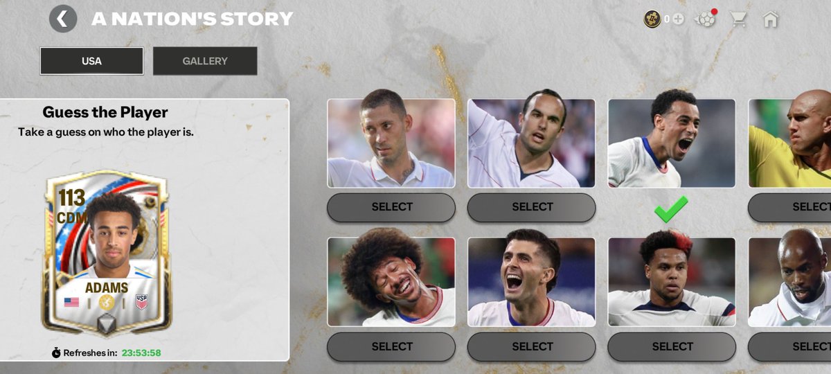 EAFCMobileForum's tweet photo. 🇺🇸 Nation’s Story: USA

Today’s correct answer: Tyler Adams 

Did you get it right? 👀 https://t.co/wRbgT5VY7s