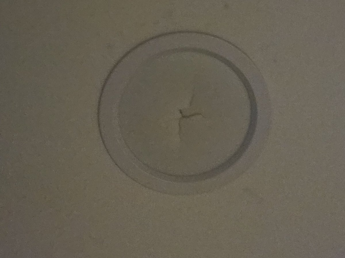 昨天晚上關燈要睡覺的時候發現...
這是破洞了嗎🤔
客廳有四盞 ，常用的兩盞都破了
站在燈下思考了三秒鐘
然後決定去睡覺😂