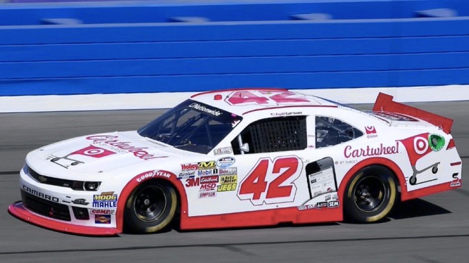 LegendsNascar's tweet image. Kyle Larson won the 2014 TreatMyClot.com 300 at California twelve years ago today. 🏁   

It was his first career Nationwide (@NASCAROReillyAP) series win.    

#FirstTimeWinner 🏁