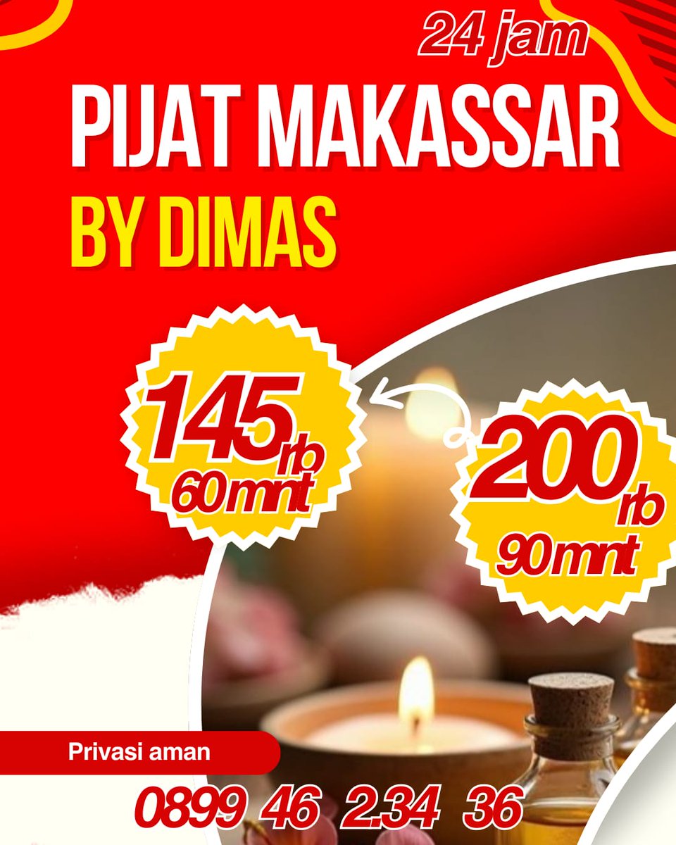 maakassar's tweet photo. Pijat pria makassar , pijat pria untuk pria, open 24 jam, home service, hotel, apartemen &amp; kos. 
Pijat Fullbody &amp; vitalis
Info order di 0899-46-234-36
https://t.co/G5FTcvI5wF
#pijatmakassar
#pijatpriamakassar
#foryourpage
#fyp
#fouyou https://t.co/p5JhCMKYRg