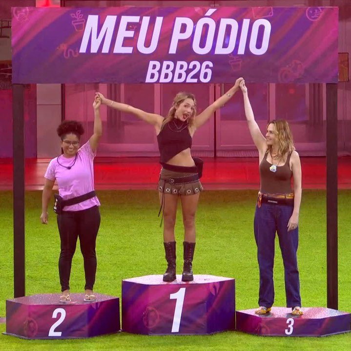 pódio do juliano na primeira semana / pódio da samira