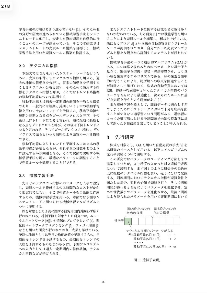 ForexDog1968's tweet photo. 【驚愕】凄い論文見つけた😳
と言うのも、今運用してるドル円EAのチューニングだけど
実はこの論文とほぼ同じことを「手動」でやってた…

具体的には、
時間帯ごと、売り買いごとにバックテストで最適化してた。
だから１つの通貨ペアを最適化するのに1ヶ月掛かってた

でも、これを人力じゃなく、
論文にあるGA（遺伝的アルゴリズム）で自動化すれば、
開発スピードも適応力も次元が変わる可能性が高まる

特に論文の「fit3」という評価軸は
✅単なる利益追求じゃなく
✅トレンドの変化に耐える「堅牢性」を自動で計算してくれる

手動での最適化は、
どうしても「直近への過剰適合」のリスクがつきまとうけど、
これなら客観的な数値で弾き出せることになる。

そして何よりも、このロジックを組み込むことで
最適化が自動で行われるので、
✅運用中のEAが自動で最適化してくれる
✅他通貨版のEAの最適化の時間を短縮出来る

「手動のチューニング」から「自律進化するEA」へ
めっちゃ可能性感じません？😆

#FX #EA開発 #ドル円 #システムトレード #GA

https://t.co/kSzxjXGPOQ