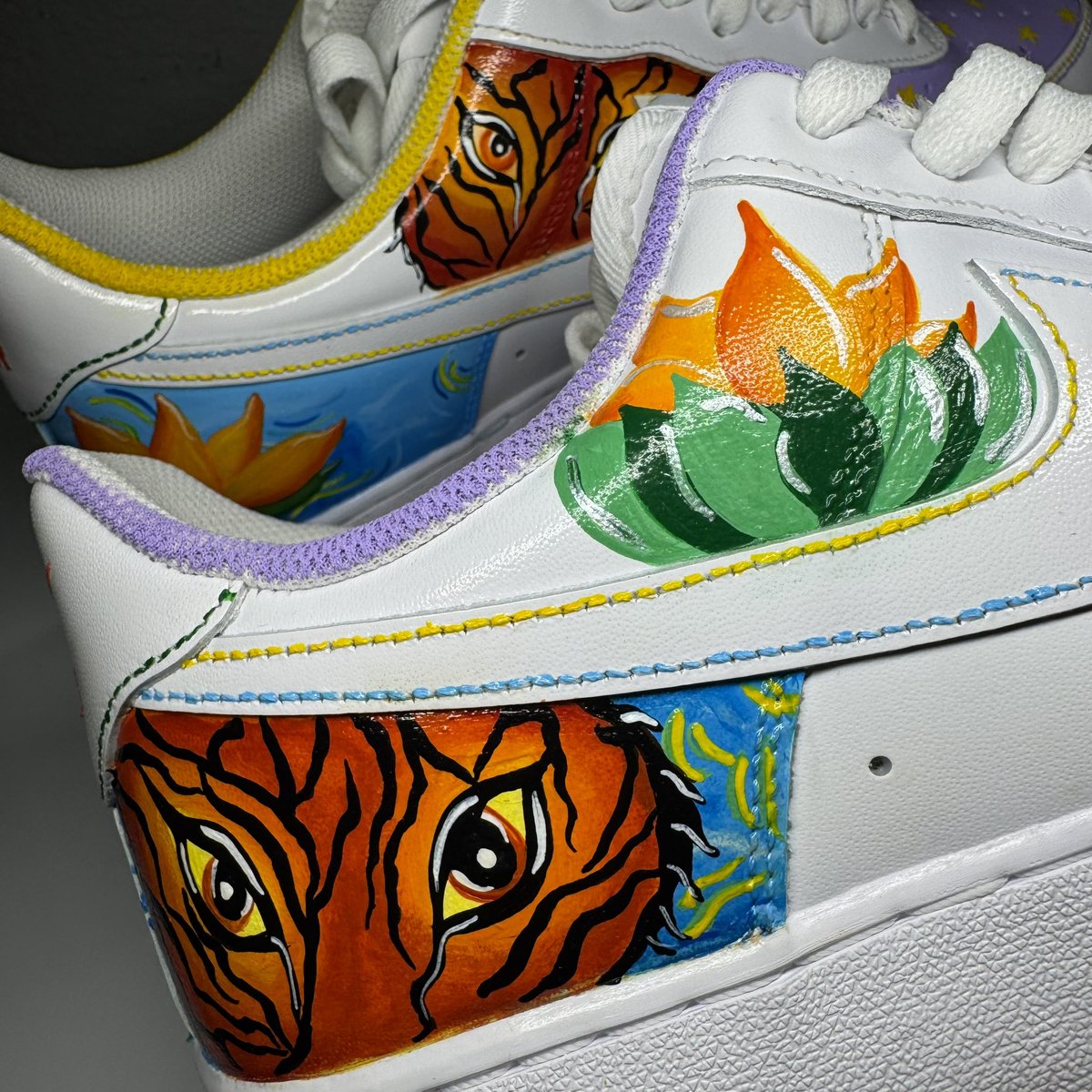 doperthnurnails's tweet photo. south asian inspired custom af1 sneakers🐅🪷🌞 https://t.co/EZWZ7rn12L
