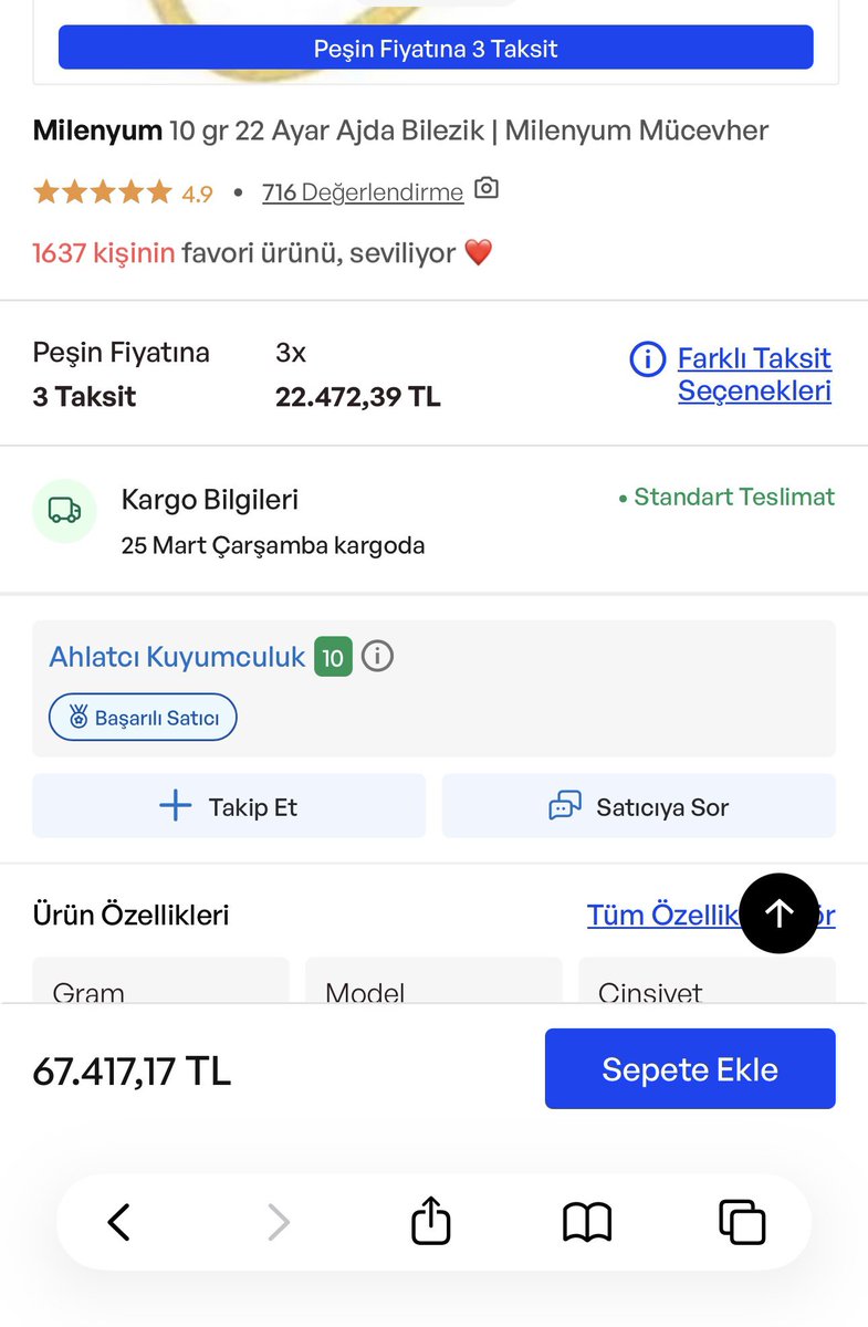 Birikim_Yatirim's tweet photo. An itibarıyla 10 gram 22 ayar ajda bilezik 3 taksitli fiyatı 67.417₺ 🏅

Satıcı Ahlatçı

Bilgilendirme amaçlıdır. Herhangi bir işbirliği yoktur. https://t.co/mkPBBXkrDL