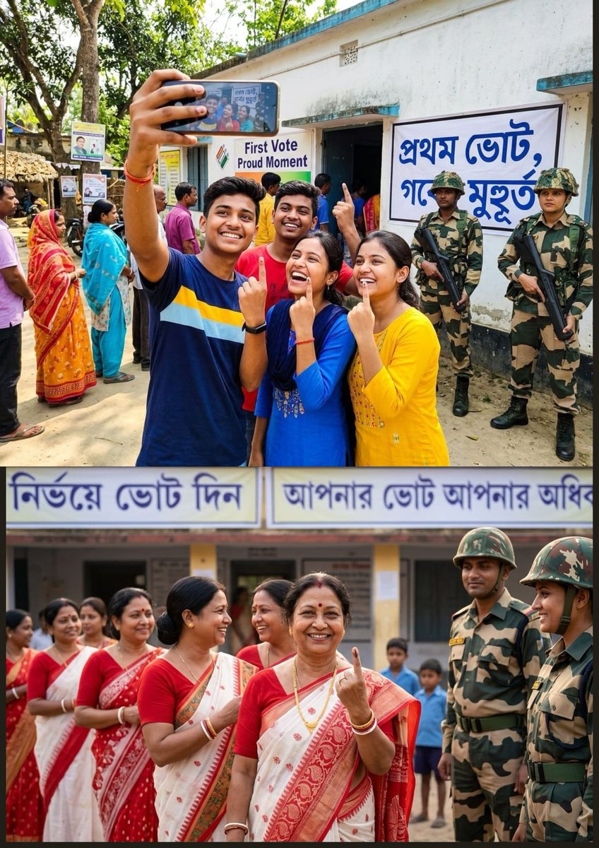 soldier_update's tweet photo. Old photos of youth's First vote. Proud moment. You can 
literally see the excitement on their faces. Inked fingers, 
big smiles, and a quick selfie outside the booth. 
Democracy feels real when young voters show up like 
this. 

 #firstvote #ElectionDay #WBElections https://t.co/djtVSuqes7