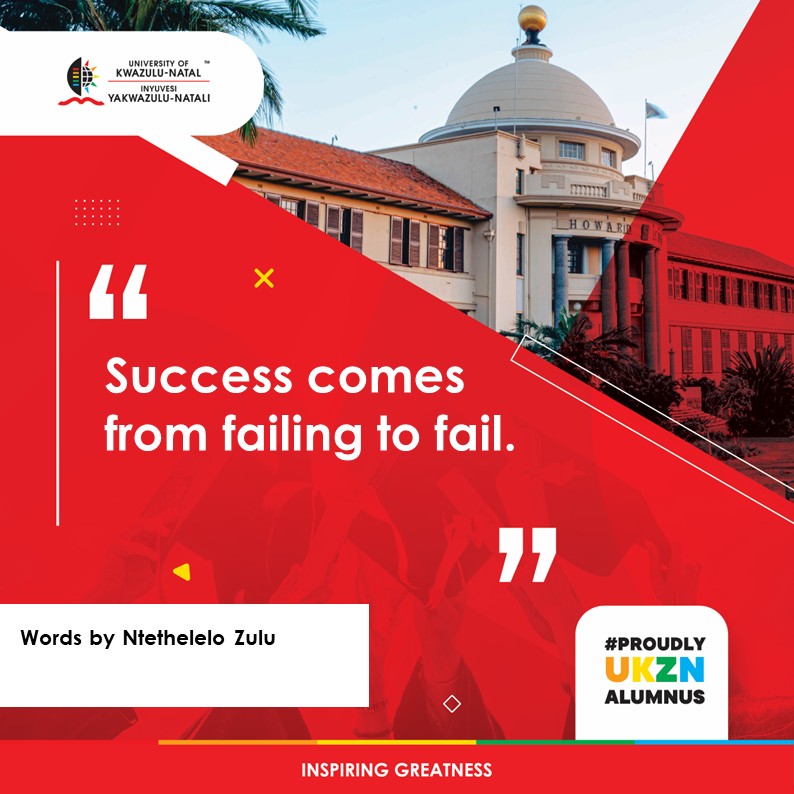UKZNAlumni's tweet photo. Hey Alumnus✨
Be inspired by our Quote of the Week! 🤩
“ Success comes from failing to fail.”
Words by Ntethelelo Zulu
#UKZNAlumni #UKZN #InspiringGreatness #Inspired2032 https://t.co/BmpjKwVfc8