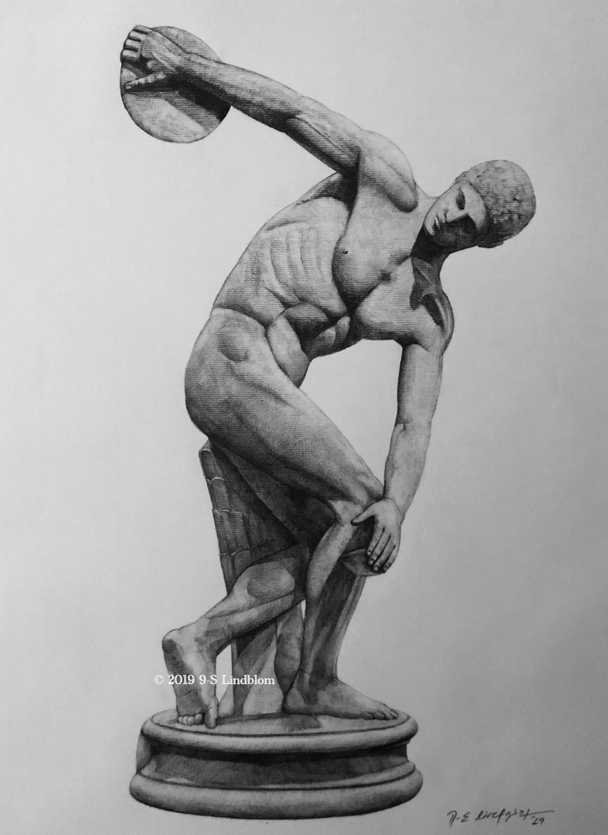 A pencil drawing of the Discobolus Lancellotti, 2nd-century A.D., Palazzo Massimo alle Terme. 

All artwork © protected. 

Limited edition prints available

48cm x 33cm 50 copies

FREE SHIPPING WORLDWIDE

pericleslindblom.com/artworks/disco…