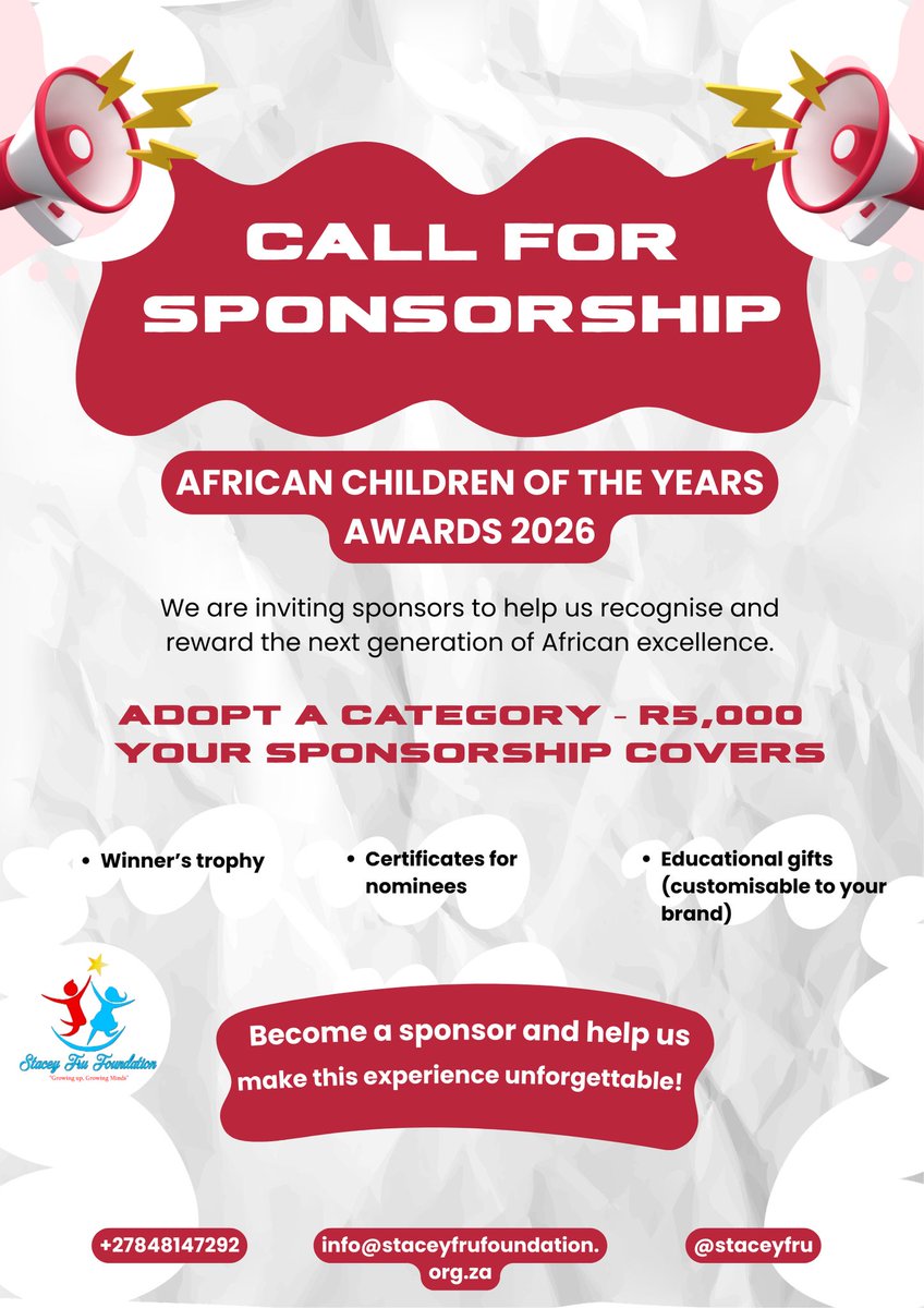 staceyfru's tweet photo. Happy Monday Everyone. The Stacey Fru Foundation is calling on partners to help us celebrate and reward Africa’s young changemakers.

Adopt a category and be part of something meaningful. Let’s build the next generation together. 

#acotya2026 
#CallForSponsors https://t.co/ie9mVJzqkm