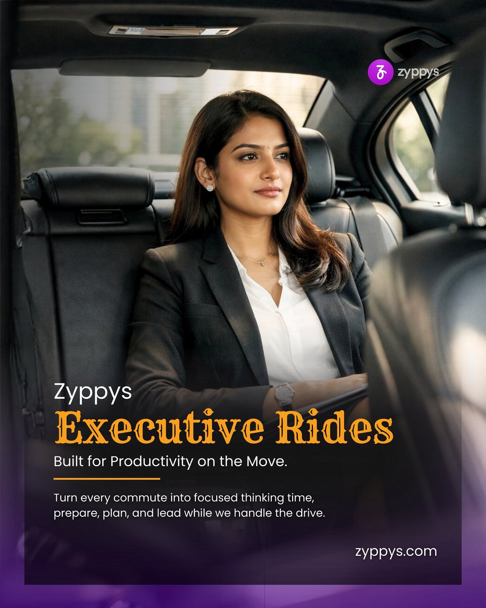 zyppys's tweet photo. Your commute isn’t just a ride, it’s an opportunity.

With @zyppys Executive Rides, turn travel time into focused thinking time.
Prepare smarter. Plan better. Lead with clarity.

#Zyppys #executivetravel #productivityonthemove #businesstravel #worksmart https://t.co/I0lYRnjqwH