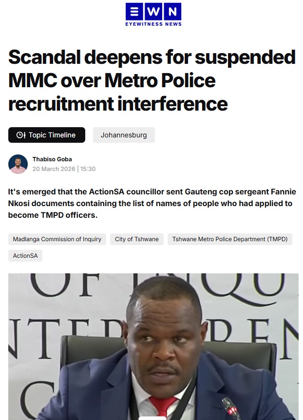 The entire TMPD recruitment process is tainted clearly. It must be scrapped. There is zero integrity to what happened there. It's deeply alarming that ActionSA Safety MMC Hannes Coetzee had no idea what was happening when a core part of his job is to stop this from happening.