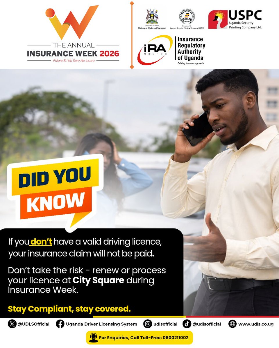 rukie_yusuf's tweet image. Do you need a driving permit or renewal?
The Uganda driving licensing system team @UDLSOfficial is at Kampala city Square from today, Monday 23rd to 26th to help you out.
Pass by and sort your license.
Get legal, move clean
#Kampala #DriveSmart
@MoWT_Uganda 
#GoldenPosts
