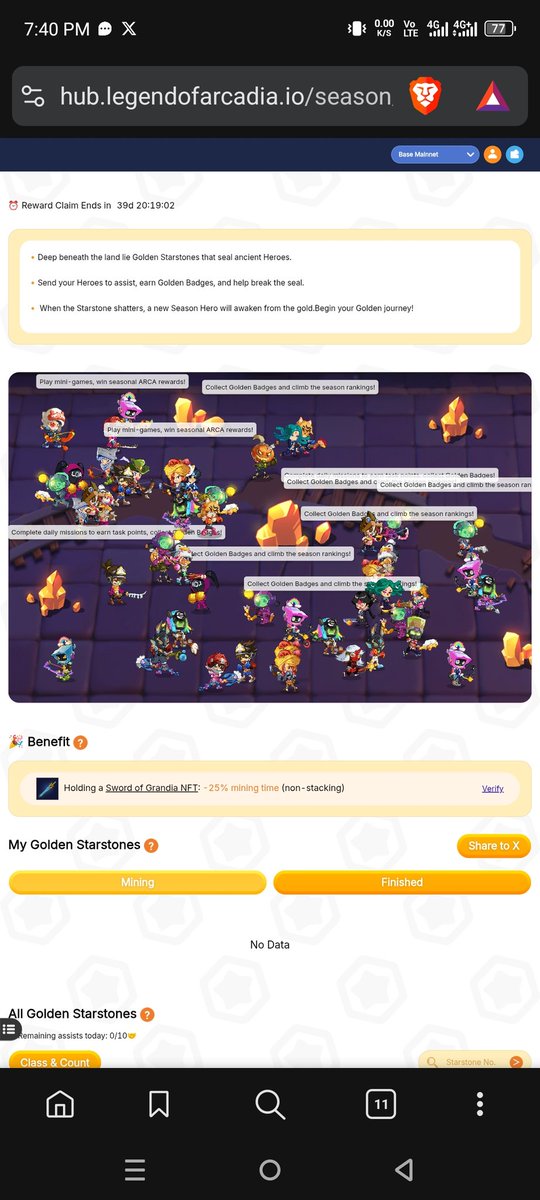 mjlimsss's tweet photo. Hi Arcadians of @LegendofArcadia 
Tips on how mining gameplay works. 
When participating in Lucky Flip, players have a chance to obtain a Golden Starstone.

🔹 After the mining period ends, players can use Mighty Strike to break open the Starstone and obtain an NFT Hero. https://t.co/tPCrMmDBKh