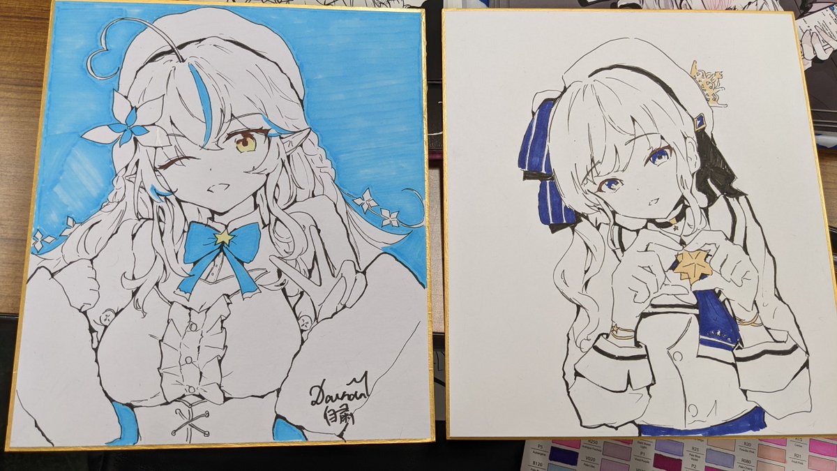 お久しぶりに色紙描きましたわ〜 #雪花ラミィ #星街すいせい