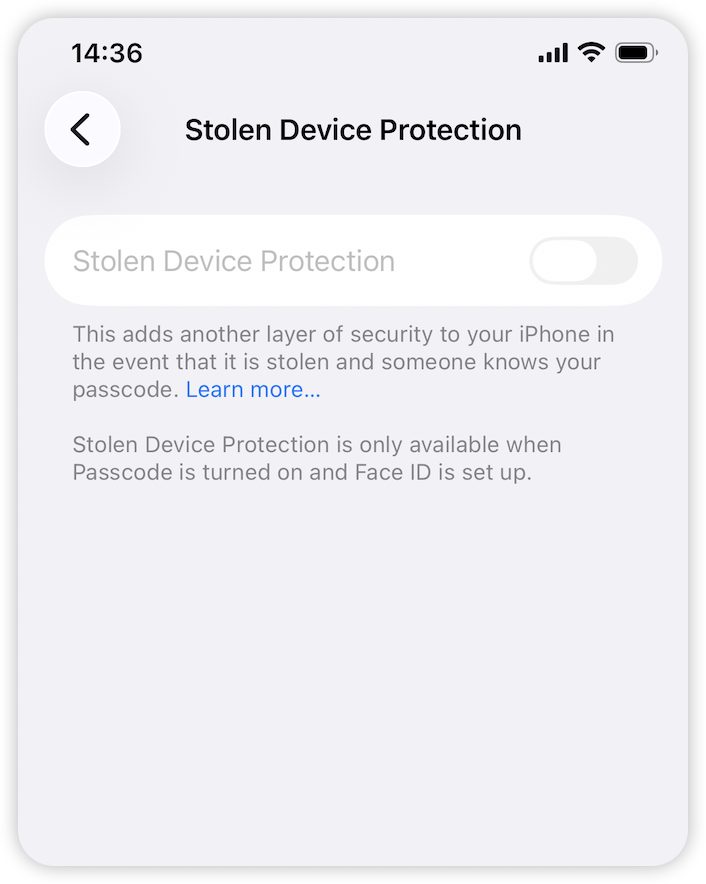 Is this an iOS 26.4 RC bug? 🤔

Stolen Device Protection is supposed to be enabled by default, but mine is OFF—and the toggle won’t even move… anyone else seeing this?