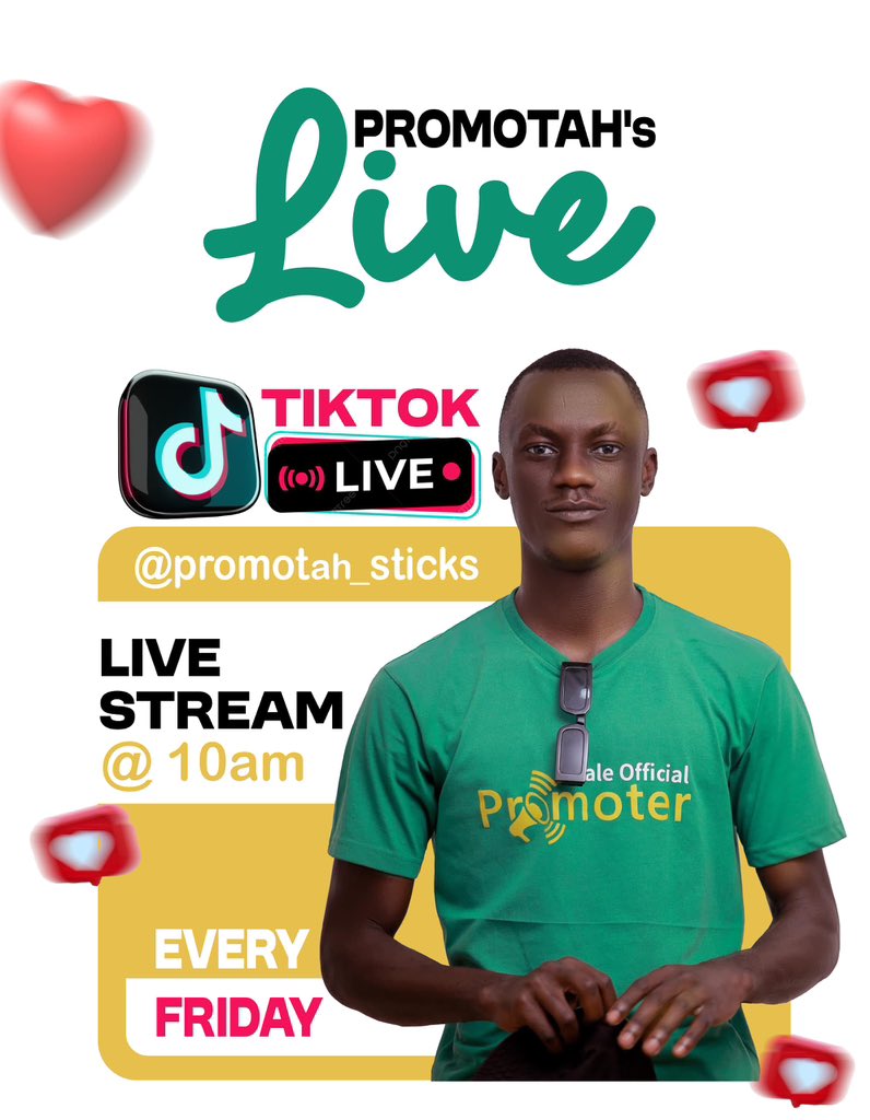 SticksUg's tweet photo. On TikTok Live Friday ready to catch up with the program Music Business Discussion on PROMOTAH’s Live 🎉

Check account https://t.co/8vndWagmj9