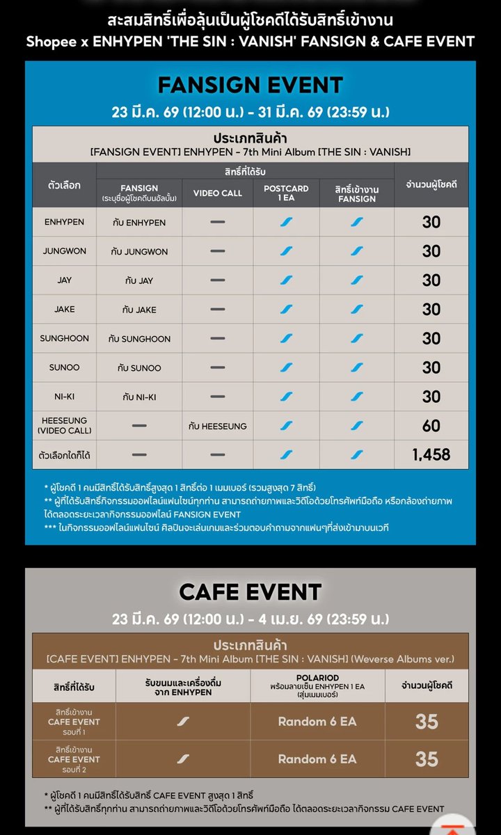 Shopee Thailand X ENHYPEN 'THE SIN : VANISH' FANSIGN AND CAFE