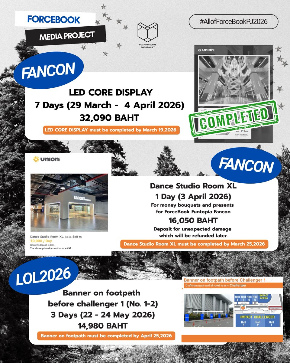 forceofficial_'s tweet image. 🦊🍅 [Update : Wise]

ขอเชิญชวนชาวด้อม #ฟอสบุ๊ค ร่วมเป็นส่วนหนึ่งของโปรเจกต์ครึ่งปีแรก ในปี 2026 ของฟอสบุ๊ค

@fforcejs @kasibook
@forceofficial_ @bookfamily_

-- #AllofForceBookPJ2026
*ส่วนที่ 1 Melody of secrets final ep.
- ค่าแบนเนอร์ 5,290 บาท

*ส่วนที่ 2 Forcebook Funtopia