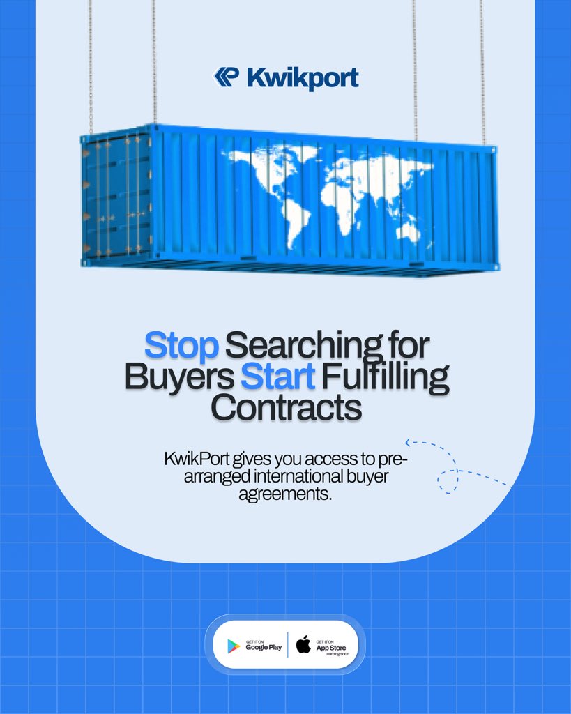 Kwikport_'s tweet photo. Why spend time searching for buyers when the deals are already waiting?
With Kwikport, access pre-arranged international agreements and move straight to fulfillment.
#kwikport #kwikportexport #export #nigeria #fyp https://t.co/4HgMRRZuX2