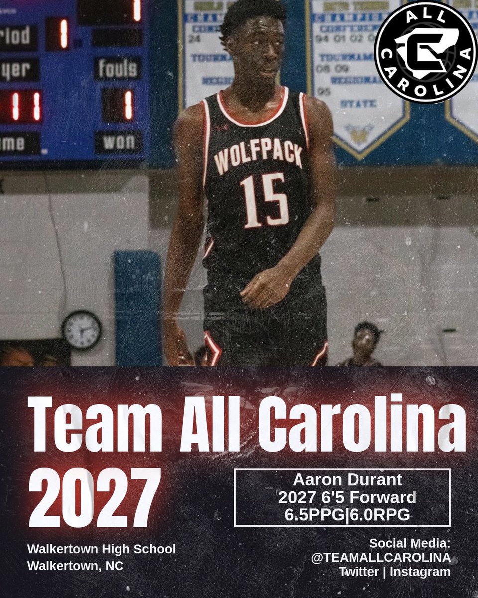 TeamAllCarolina's tweet photo. Aj Durant, can play inside or outside. Protects the rim an can finish around the basket. Look for him to bring high energy ! https://t.co/sO0barGw6S