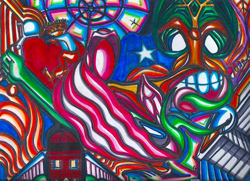 Done with magic marker.