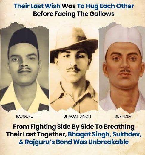 its_hm02's tweet photo. They didn’t live for themselves… they lived and died for India 🇮🇳
On this #ShaheedDiwas, we bow to the indomitable courage and supreme sacrifice of Bhagat Singh, Sukhdev &amp; Rajguru 🙏🏼
Their fearless spirit continues to ignite the flame of patriotism in every Indian heart. https://t.co/ZtjrD17hYk