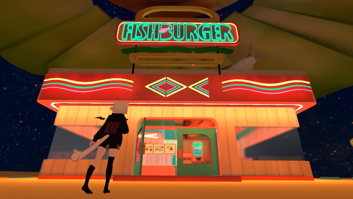 FriiidayVR's tweet photo. FISH ＆ BURGER

魚、バーガー、そして宇宙
https://t.co/UwMOHrbnuZ #VRChat #VRChat_world紹介 #VRChatPhotography https://t.co/IQG4AsrED3