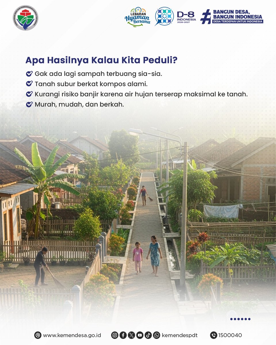 Yuk, mulai pilah dan olah 
dari rumah! Pakai cara sederhana, salah satunya dengan lubang biopori bisa bikin tanah subur dan cegah banjir, lho.

Mari kembali ke desa dengan semangat menjaga alam. Nyaman bersama, bersih lingkungannya!