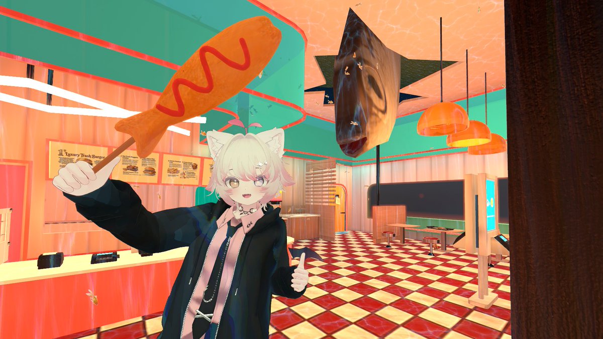 FriiidayVR's tweet photo. FISH ＆ BURGER

魚、バーガー、そして宇宙
https://t.co/UwMOHrbnuZ #VRChat #VRChat_world紹介 #VRChatPhotography https://t.co/IQG4AsrED3