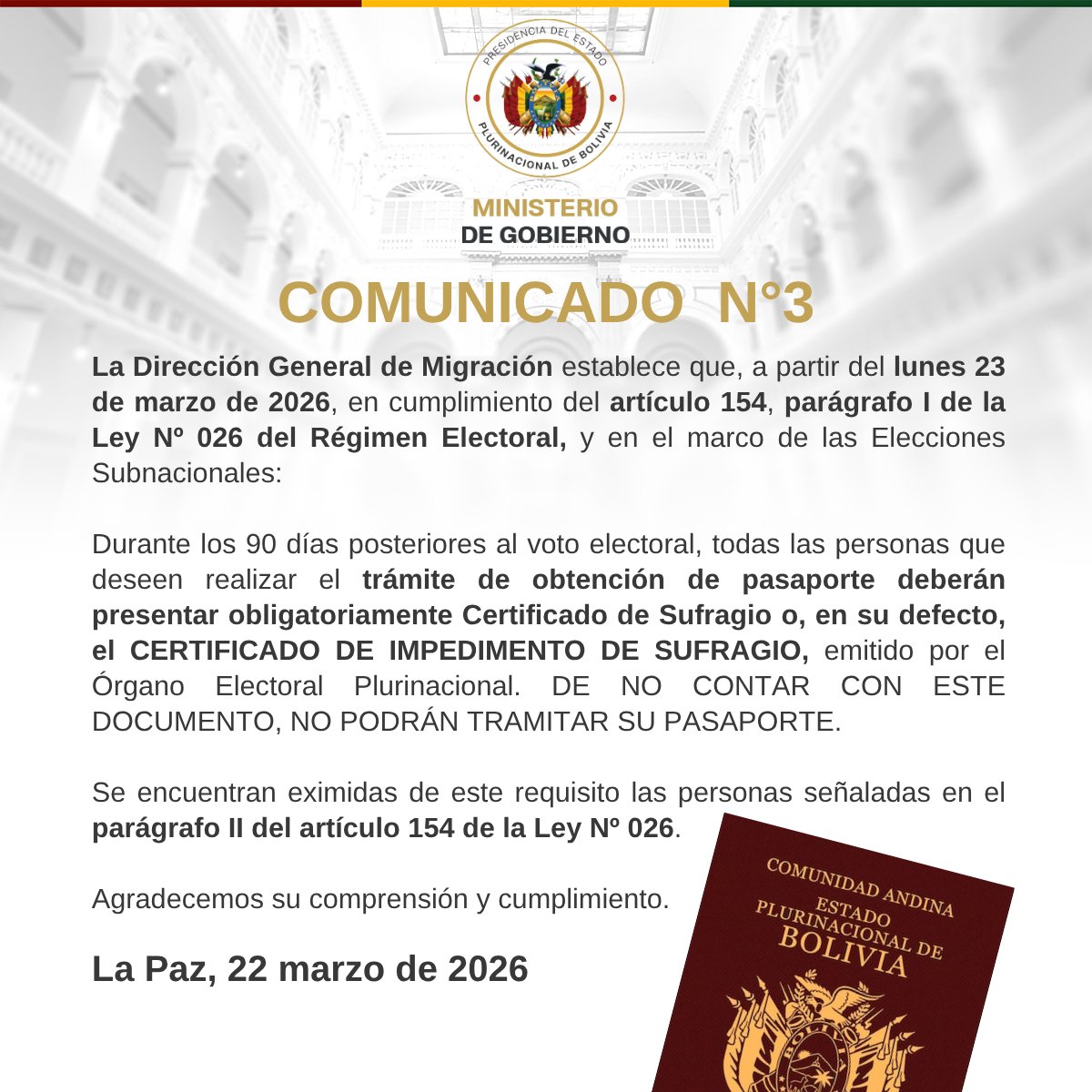 Dirección General de Migración Bolivia tweet media