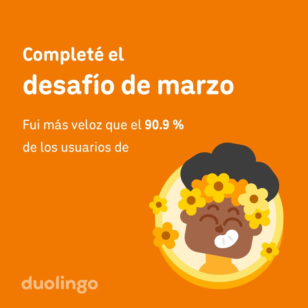 MrSamBates's tweet photo. ¡Completé el desafío de marzo más rápido que el 90.9 % de los usuarios de Duolingo! https://t.co/dBHYZXetft