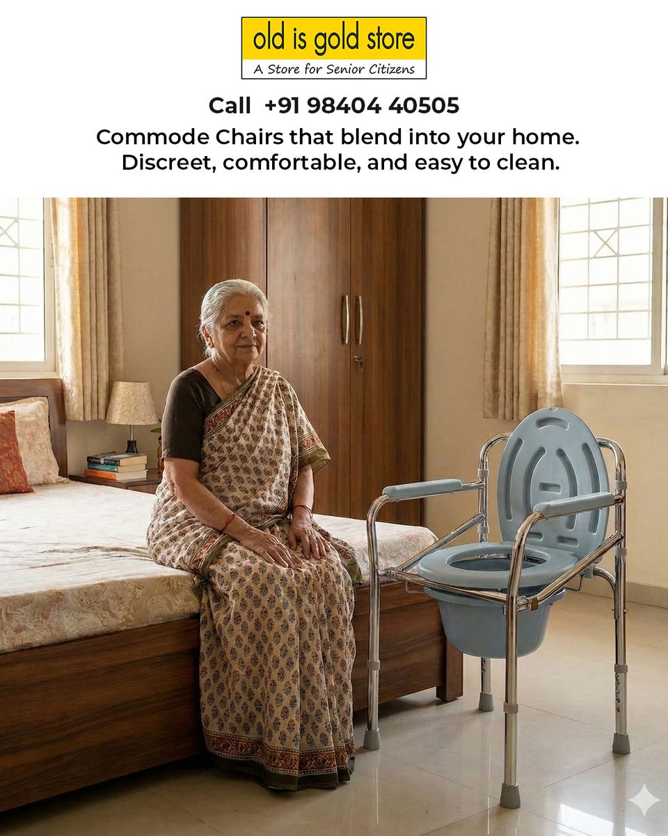 OldIsGoldStore's tweet image. 🪑 Commode Chairs that blend into your home.
  Discreet, comfortable, and easy to clean—because care should never feel clinical.
Call us 📞+91 98405 13574. Visit Us: oldisgoldstore.com
#CommodeChairs #HomeComfort #DiscreetDesign #AccessibleLiving #StylishSolutions #HomeCare