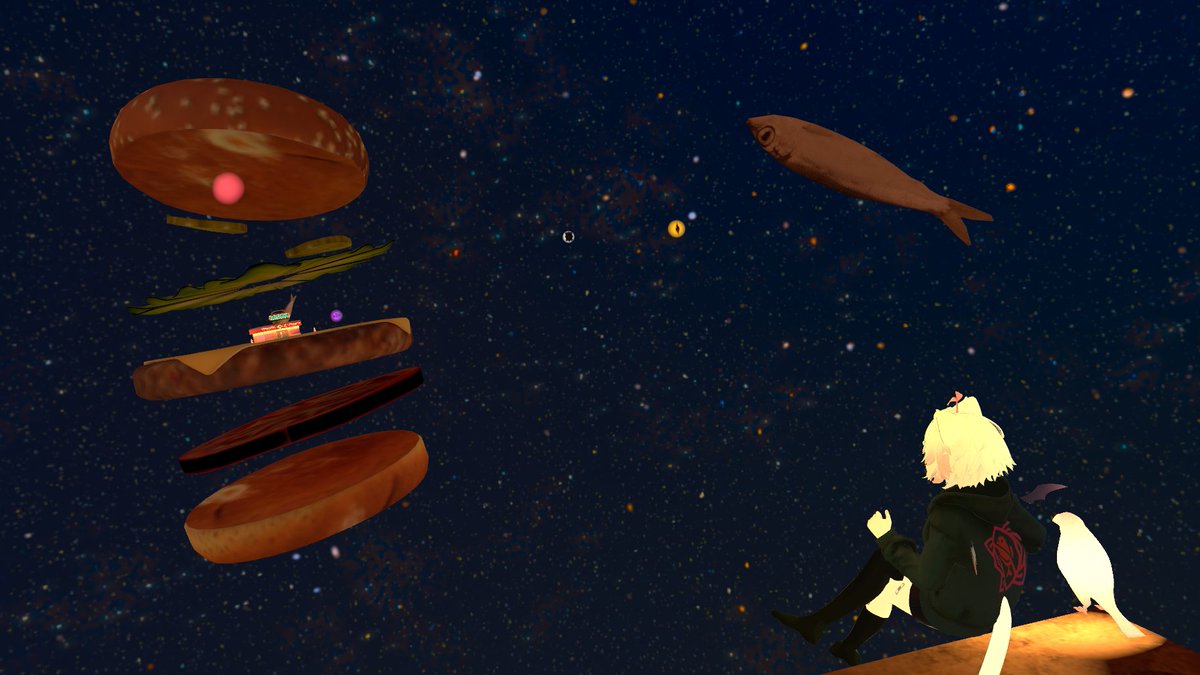 FriiidayVR's tweet photo. FISH ＆ BURGER

魚、バーガー、そして宇宙
https://t.co/UwMOHrbnuZ #VRChat #VRChat_world紹介 #VRChatPhotography https://t.co/IQG4AsrED3