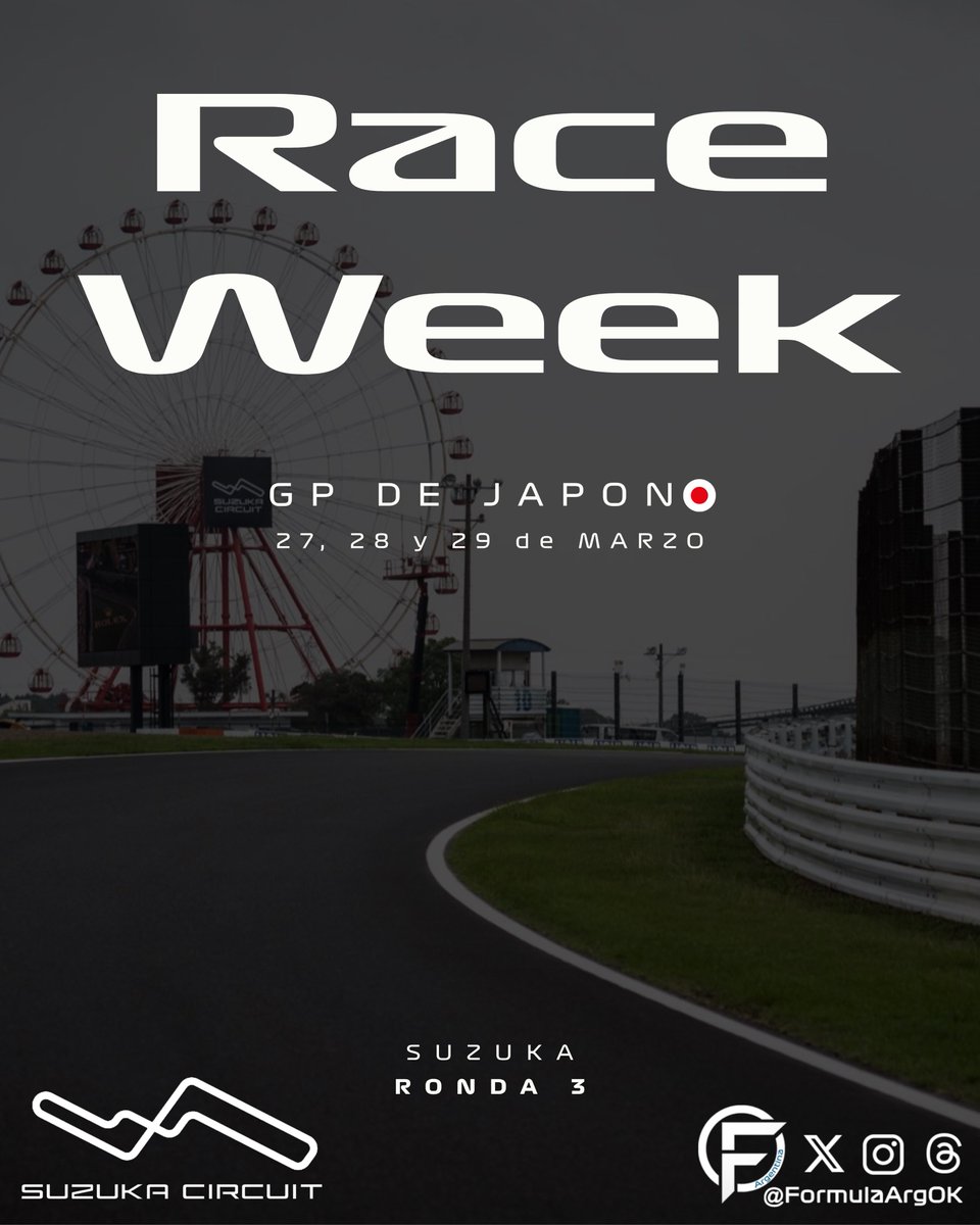 FormulaArgOK's tweet photo. 📢|| SEMANA DE CARRERA!!!

📍Gran Premio de JAPÓN🇯🇵

📆 27-28-29 de marzo

#F1 #JapaneseGP🇯🇵 https://t.co/fIFRF5Wu6t