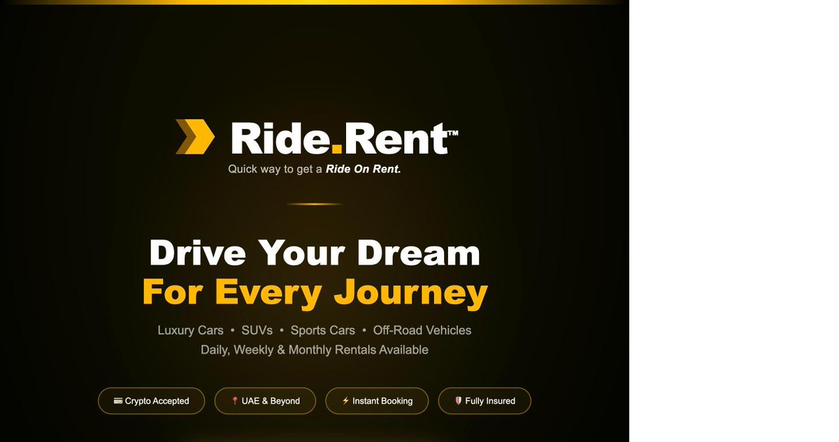 RentWithRide's tweet photo. 🚗 Drive Your Dream – For Every Journey!
Luxury Cars • SUVs • Sports Cars • Off-Road
✅ Daily/Weekly/Monthly Rentals
✅ Crypto Accepted | Instant Booking
👉 https://t.co/yFNBcNwF8B
#RideRent #CarRental #UAE #DubaiCars https://t.co/IaNIAwKrBQ