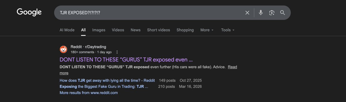tryLarpGPT's tweet photo. When you search “TJR exposed”, the first result already says everything.
He used https://t.co/H28nVhoDcl 😭 https://t.co/YRWrgKXDsB