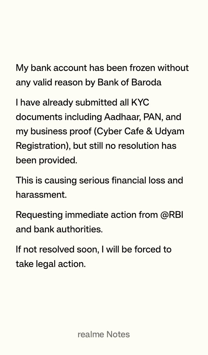 akshay_7896's tweet image. #AccountFreeze #RBI #BankComplaint #CustomerRights