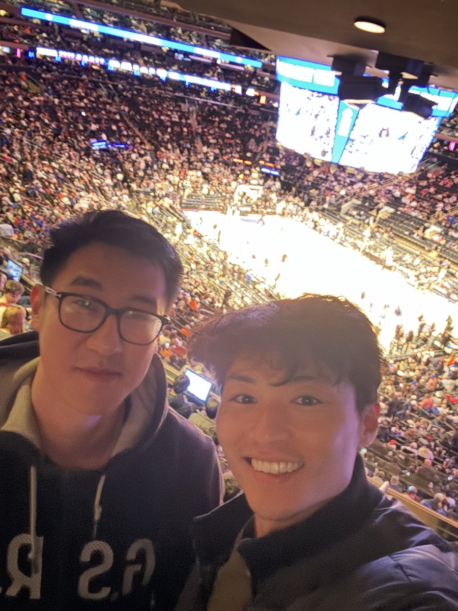 TimKongMDPhD's tweet photo. Appreciative of @WeillCornell for supporting resident wellness after four weeks of cards floor and two weeks of nights. Great to be at the @nyknicks game and seeing them dominate! https://t.co/m85PBoCaoG