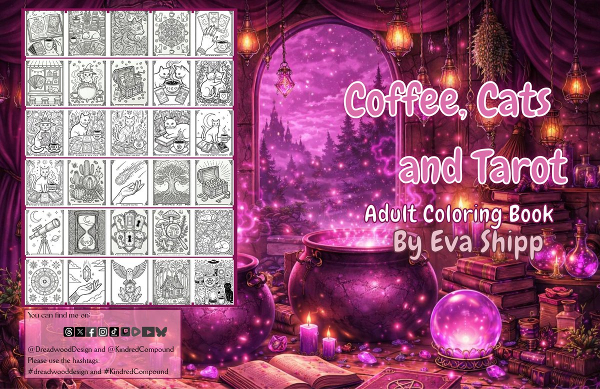 LadyEvalina's tweet image. My Coloring Book is LIVE! 
Coffee, Cats and Tarot Adult Coloring Book
Link➡️amazon.com/dp/B0GTHDLFXD

#selfpublished #kdp #coloring #coloringbook #coffee #cats #tarot #WitchX