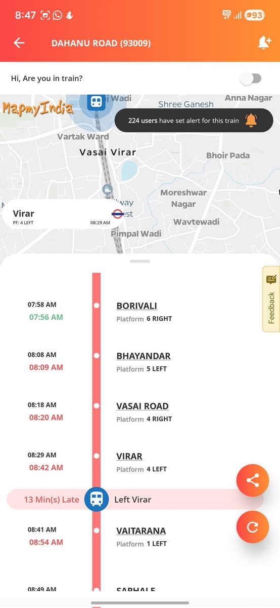 kishor67's tweet photo. @RailwaySeva @drmbct @AshwiniVaishnaw @Gmwrly @RahulGandhi @narendramodi ke margdarshan me @AshwiniVaishnaw ki kadi mehnat ke baad TN93009 poore 15 min late. #धन्यवाद_modiji @drmbct @RailwaySeva https://t.co/yPQLoSfMMG