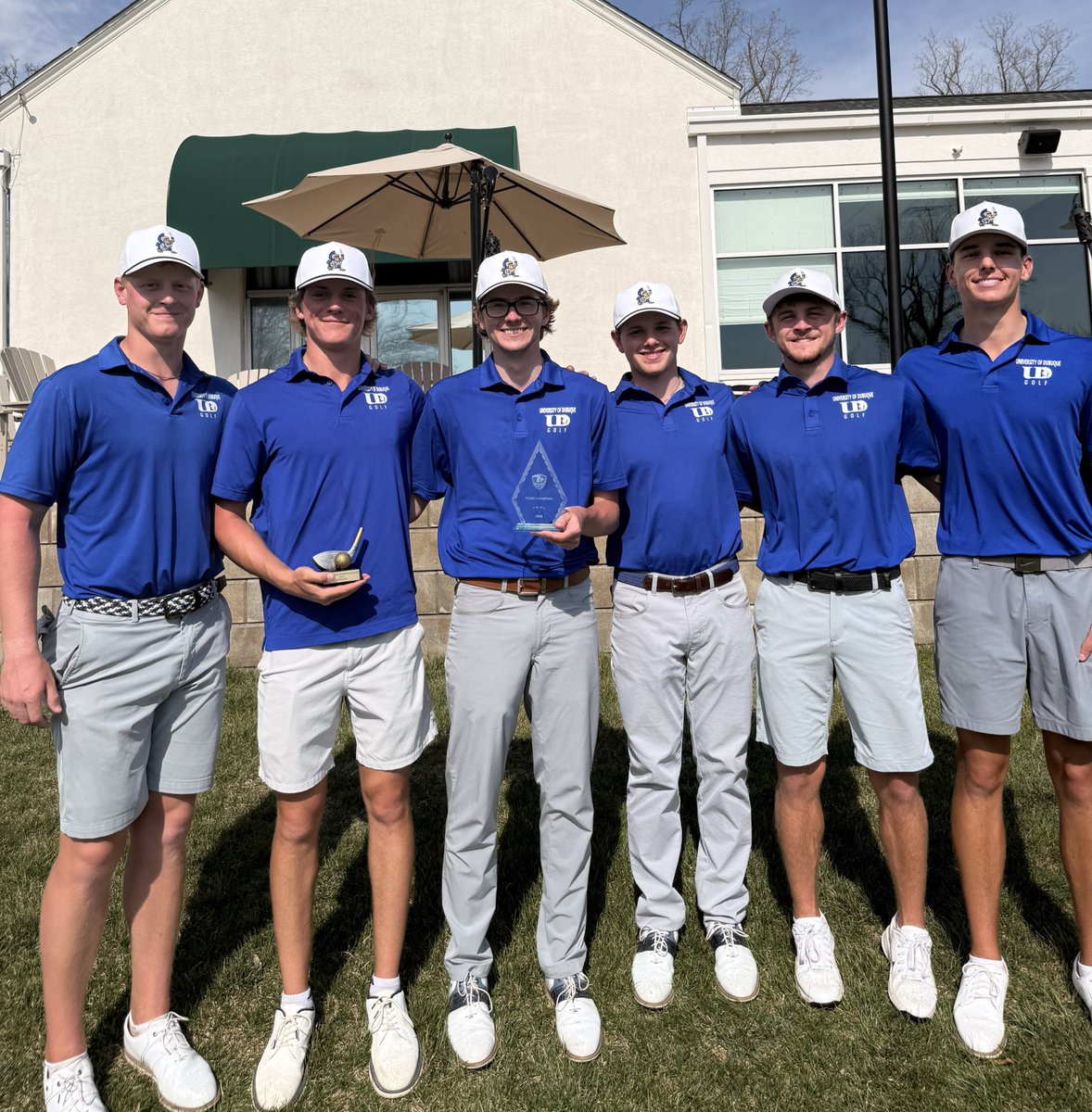 BiermanDb's tweet photo. Great Lakes Invite Champs!!! The boys played some great golf in southern Indiana this weekend. So proud of the fight and never giving in down the stretch to finish it off. Congrats to Luke Harwick on winning a playoff for medalists honors. #UDgolf #applypressure https://t.co/XFtQDwgSzh