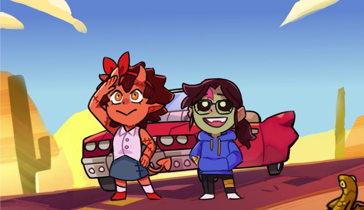 bee_5690's tweet photo. Looks like some new monsters joined the roadtrip!! Tried making me and my gf in the adorable monster prom chibi style 🥹
#monsterroadtrip #monsterpromoc https://t.co/QsvWEykXeL