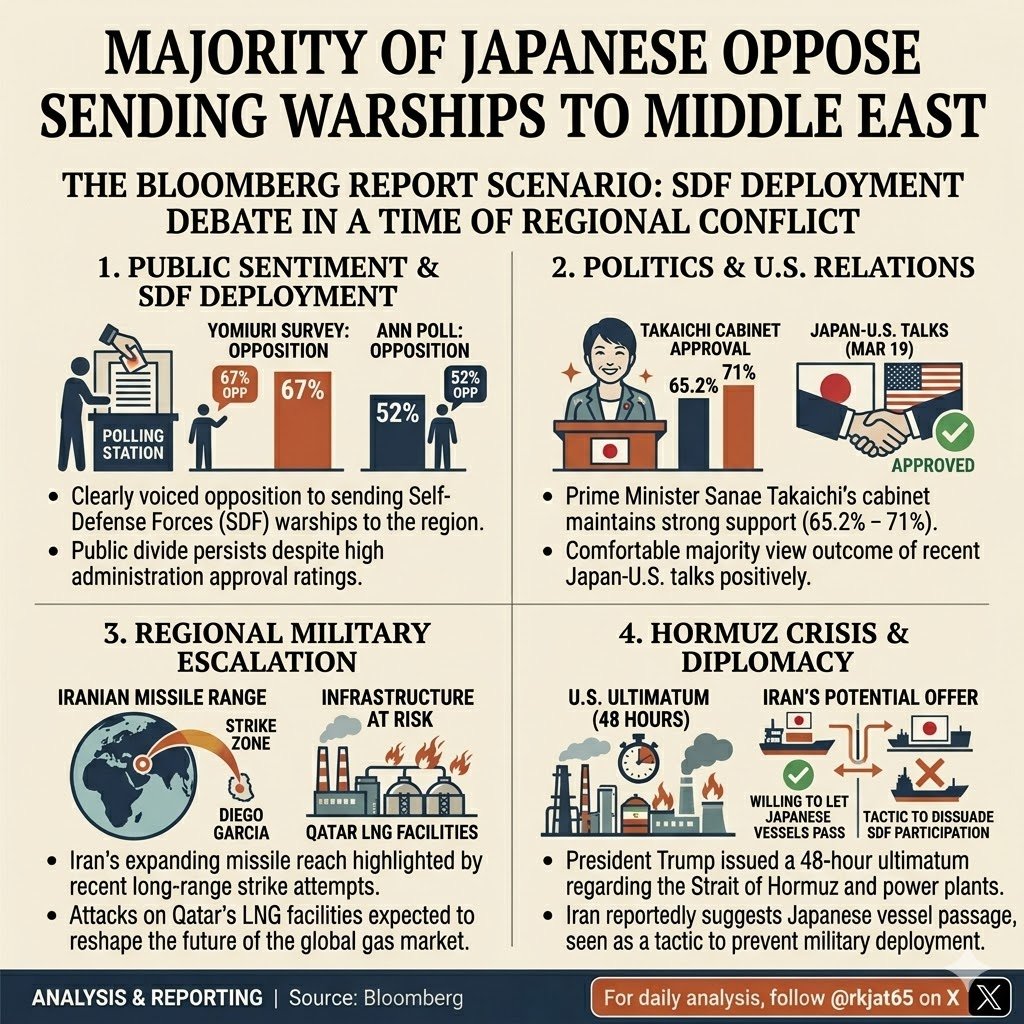 rkjat65's tweet photo. Despite high approval ratings for the current administration in Japan, there is a clear divide regarding the deployment of the Self-Defence Forces (SDF)
#Japan #USA #Gulg