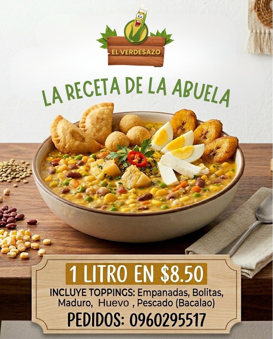 enchiscoloma's tweet photo. El VERDESAZO te ofrece una deliciosa 
Fanesca Completa 
💲 1 litro por solo $8.50
Incluye deliciosos toppings:
🥟 Empanadas
🟡 Bolitas de masa
🍌 Maduro
🥚 Huevo
🐟 Pescado (bacalao)

🚚 Pedidos a domicilio SIN costo adicional
📲 0960295517 https://t.co/4szzTqn5I2