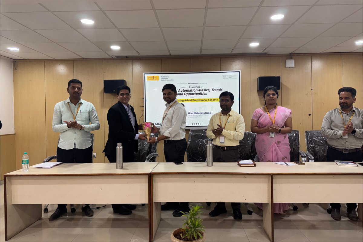 ritindia1983's tweet image. The Department of Mechatronics Engineering successfully organized an Industry Expert Talk on “Industrial Automation – Basics, Trends and Opportunities” under the AICTE Distinguished Professional Scheme. 
#IndustrialAutomation #Industry4_0 #MechatronicsEngineering #AICTE