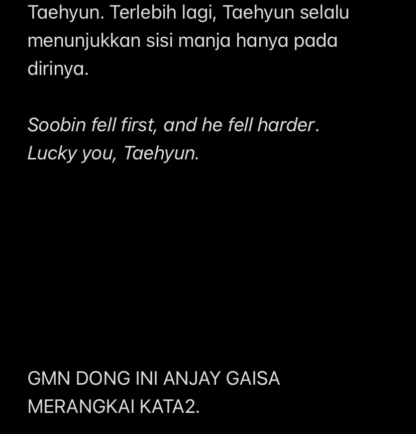 HAHAHHA same here. Yang kalimat “gimana dong ini blablabla” awalnya ada di tengah2 tapi ku enter2 terus tiap aku bisa mikir dan bikin kalimat😂😂😂