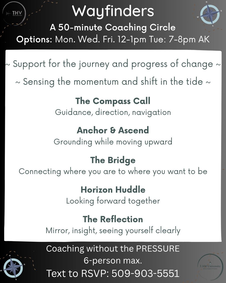 THV_TV's tweet image. General Coaching session without the pressure 
Not sure? Give it a try
- Ask for a free session and you’ll probably get one!
- Community support for the journey and progress of change
- Sensing the momentum and shift.

#wayfinder #lifecoach #feelingstuck #newyou #newlife
