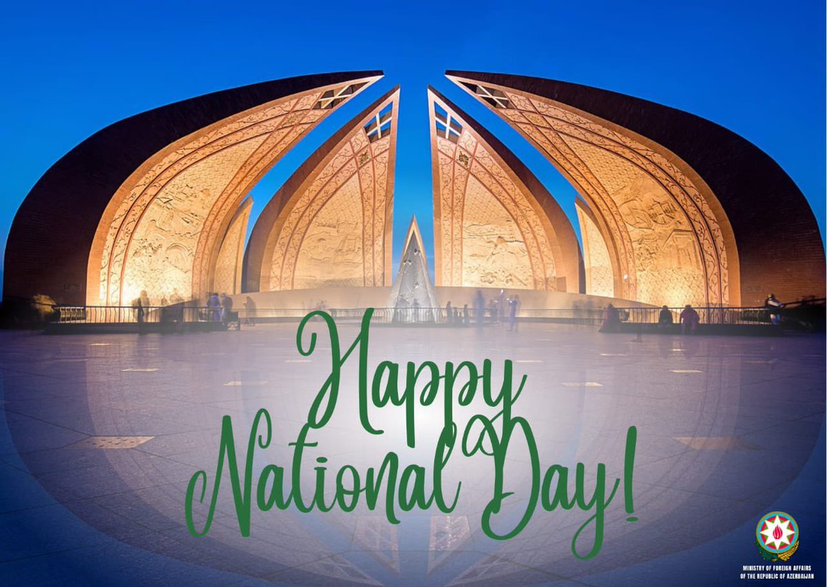 We extend our warmest and most sincere congratulations to the brotherly Islamic Republic of Pakistan and the Pakistani people on the occasion of the 23 March  - Pakistan Day. 

Happy #PakistanDay 🇦🇿🇵🇰!

Pakistan Zindabad!