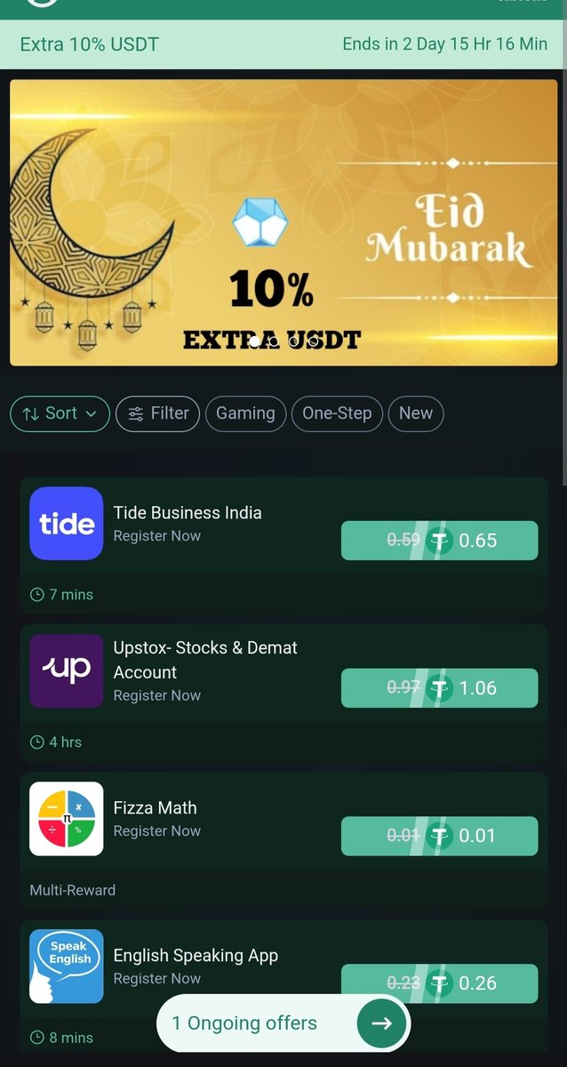 How to Earn USDT in ALFA NETWORK App 

1. Open ALFA NETWORK App
2. Click on "EARN USDT" tab on home page
3. Click on any task to complete it &amp; Earn USDT 💸

You can withdraw this USDT directly into your wallet 🚀

Start Earning Now 👇
play.google.com/store/apps/det…

#AlfaNetwork #USDT